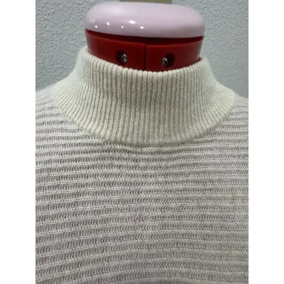 Ivory Mock Neck Dolman Sleeve Knit Sweater Pullover Relaxed Fit - Picture 3 of 7